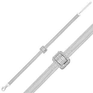 Hk Gümüş Kadın Bileklik Baget Taşlı Trabzon Hasır |Gümüş Takı Hediyelik Ürünler