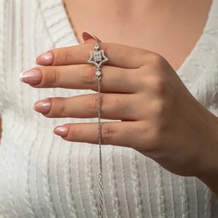 Hk Gümüş Kadın Bileklik Baget Taşlı Yıldız |Gümüş Takı Hediyelik Ürünler