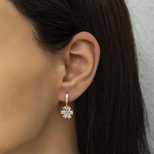 Hk Gümüş Kadın Küpe Beyaz Çiçek |Gümüş Takı Hediyelik Ürünler