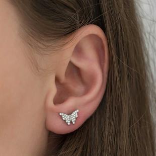 Hk Gümüş Kadın Küpe Beyaz Kelebek |Gümüş Takı Hediyelik Ürünler