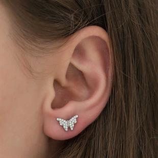 Hk Gümüş Kadın Küpe Beyaz Kelebek |Gümüş Takı Hediyelik Ürünler