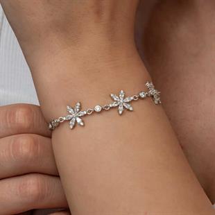 Hk Gümüş Kadın Bileklik Beyaz Lotus Çiçeği |Gümüş Takı Hediyelik Ürünler