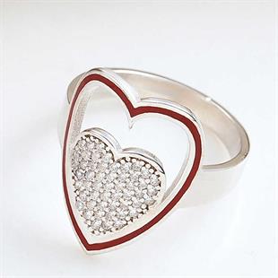 Hk Gümüş Kadın Yüzük Beyaz Taşlı Kalpli |Gümüş Takı Hediyelik Ürünler