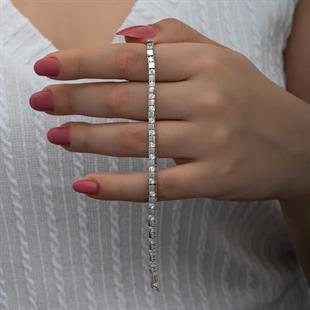 Hk Gümüş Kadın Bileklik Beyaz Taşlı Su Yolu |Gümüş Takı Hediyelik Ürünler