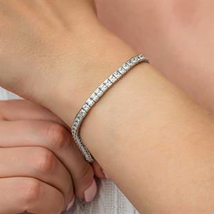 Hk Gümüş Kadın Bileklik Beyaz Taşlı Su Yolu |Gümüş Takı Hediyelik Ürünler