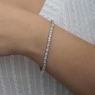 Hk Gümüş Kadın Bileklik Beyaz Taşlı Su Yolu |Gümüş Takı Hediyelik Ürünler