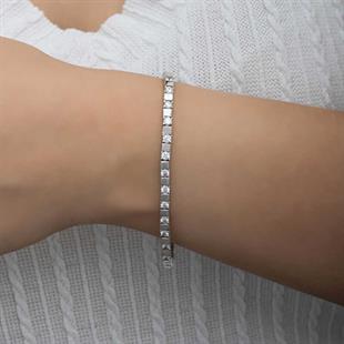 Hk Gümüş Kadın Bileklik Beyaz Taşlı Su Yolu |Gümüş Takı Hediyelik Ürünler