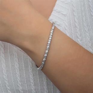 Hk Gümüş Kadın Bileklik Beyaz Taşlı Su Yolu |Gümüş Takı Hediyelik Ürünler