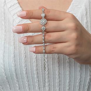 Hk Gümüş Kadın Bileklik Çember Beyaz Taşlı Su Yolu |Gümüş Takı Hediyelik Ürünler