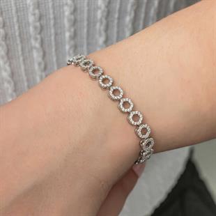 Hk Gümüş Kadın Bileklik Çember Beyaz Taşlı Su Yolu |Gümüş Takı Hediyelik Ürünler