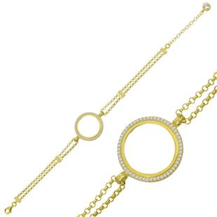 Hk Gümüş Kadın Bileklik Çeyrek Takılabilen Altın Kaplama |Gümüş Takı Hediyelik Ürünler