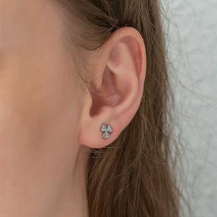 Gümüş Çiçek Çivili Bayan Küpe