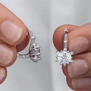 Hk ​Gümüş Kadın Küpe Çiçek Desenli |Gümüş Takı Hediyelik Ürünler