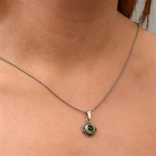 Hk Gümüş Kadın Kolye Çiçek Desenli Otantik |Gümüş Takı Hediyelik Ürünler