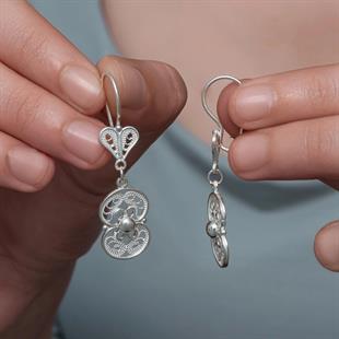 Hk Gümüş Kadın Küpe Çiçek Motifli Telkari |Gümüş Takı Hediyelik Ürünler