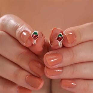 Hk Gümüş Çocuk Küpe Çilek |Gümüş Takı Hediyelik Ürünler