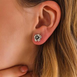 Hk Gümüş Kadın Küpe Çivili Gül |Gümüş Takı Hediyelik Ürünler