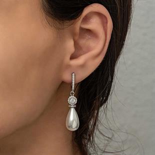 Hk Gümüş Kadın Küpe Damla İnci |Gümüş Takı Hediyelik Ürünler