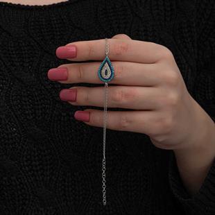 Hk Gümüş Kadın Bileklik Damla Nazar |Gümüş Takı Hediyelik Ürünler