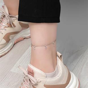 Hk Gümüş Halhal Damla Zirkon Taşlı |Gümüş Takı Hediyelik Ürünler