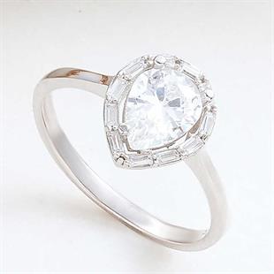 Gümüş Damla Zirkon Taşlı Kadın Yüzük