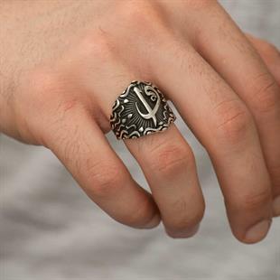 Hk ​Gümüş Erkek Yüzük Elif Vav |Gümüş Takı Hediyelik Ürünler