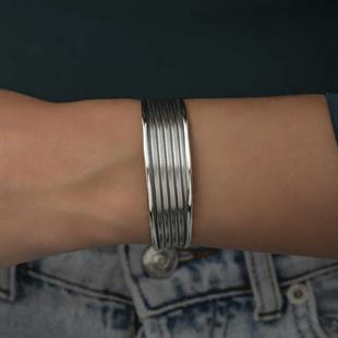 Hk Gümüş Kadın Bilezik Eskitme Desenli |Gümüş Takı Hediyelik Ürünler