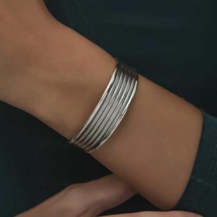 Hk Gümüş Kadın Bilezik Eskitme Desenli |Gümüş Takı Hediyelik Ürünler