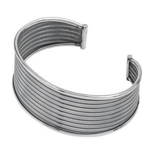 Hk Gümüş Kadın Bilezik Eskitme Desenli |Gümüş Takı Hediyelik Ürünler