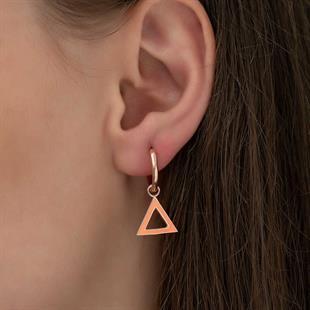 Gümüş Fosforlu Turuncu Üçgen Küpe