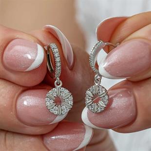 Hk Gümüş Kadın Küpe Geometrik Desenli |Gümüş Takı Hediyelik Ürünler