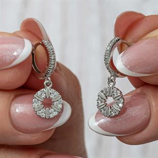 Hk Gümüş Kadın Küpe Geometrik Desenli |Gümüş Takı Hediyelik Ürünler