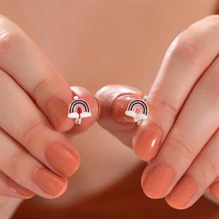 Hk Gümüş Çocuk Küpe Gökkuşağı |Gümüş Takı Hediyelik Ürünler