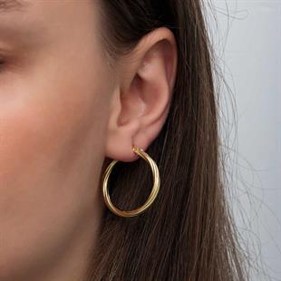 Hk Gümüş Kadın Küpe Gold 3 mm Burgu Şarnel |Gümüş Takı Hediyelik Ürünler