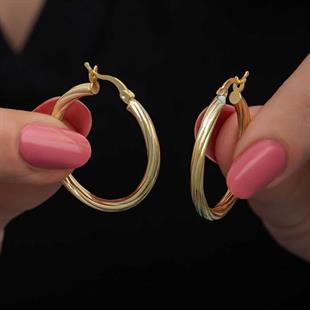 Hk Gümüş Kadın Küpe Gold 3 mm Burgu Şarnel |Gümüş Takı Hediyelik Ürünler