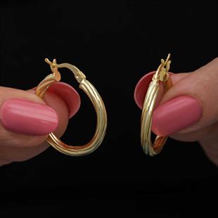 Hk Gümüş Kadın Küpe Gold 3 mm Burgu Şarnel |Gümüş Takı Hediyelik Ürünler