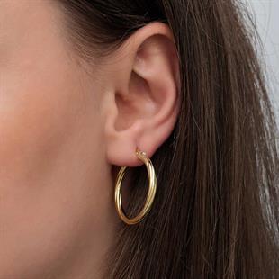 Hk Gümüş Kadın Küpe Gold 3 mm Burgu Şarnel |Gümüş Takı Hediyelik Ürünler