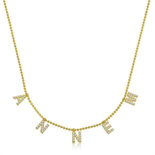 Hk ​Gümüş Kadın Kolye Gold Annem Yazılı |Gümüş Takı Hediyelik Ürünler