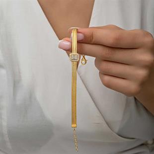 Hk Gümüş Kadın Bileklik Gold Baget Taşlı Trabzon Hasır |Gümüş Takı Hediyelik Ürünler