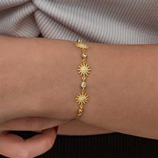Hk Gümüş Kadın Bileklik Gold Güneş |Gümüş Takı Hediyelik Ürünler