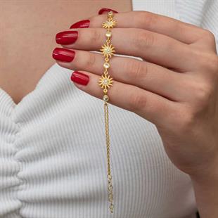 Hk Gümüş Kadın Bileklik Gold Güneş |Gümüş Takı Hediyelik Ürünler