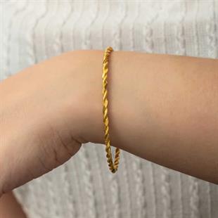 Hk Gümüş Kadın Bilezik Gold İkili Burgu |Gümüş Takı Hediyelik Ürünler