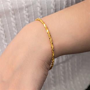 Hk Gümüş Kadın Bilezik Gold İkili Burgu |Gümüş Takı Hediyelik Ürünler