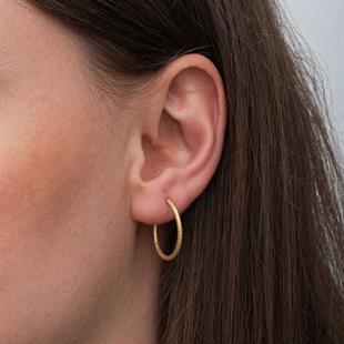 Hk Gümüş Kadın Küpe Gold Kalemli Halka |Gümüş Takı Hediyelik Ürünler