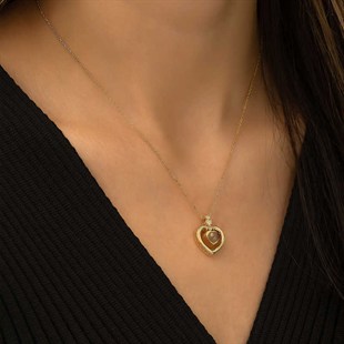 Hk Gümüş Gold Kalp 100 Dilde Seni Seviyorum Kolye | Gümüş Takı Hediyelik Ürünler