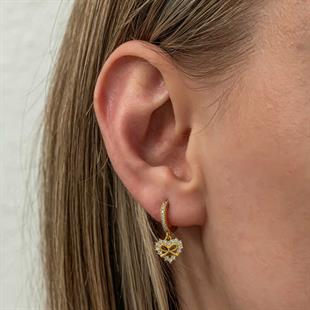 Hk Gümüş Kadın Küpe Gold Kalp Kurdele Sallantılı |Gümüş Takı Hediyelik Ürünler