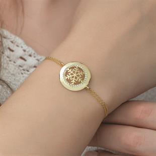 Hk Gümüş Kadın Bileklik Gold Kar Tanesi |Gümüş Takı Hediyelik Ürünler
