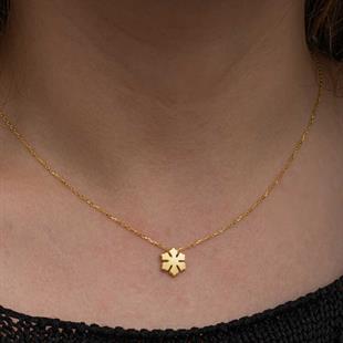Gümüş Gold Minimal Kar Tanesi Kadın Kolye