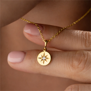 Hk Gümüş Gold Minimal Yıldız Kadın Kolye|Gümüş Takı Hediyelik Ürünler