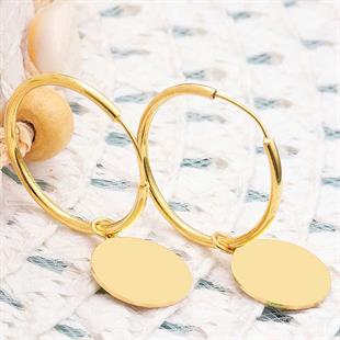 Hk Gümüş Kadın Küpe Gold Sallantılı Halka |Gümüş Takı Hediyelik Ürünler
